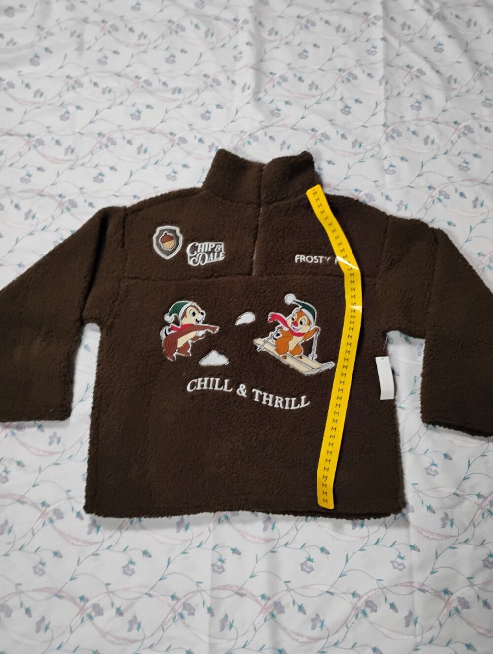 Disney Brown "Chill & Thrill" Fleece Pullover with Chip 'n' Dale Patch